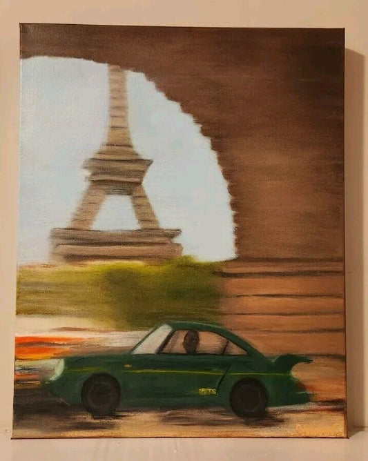 16x20" Porsche 911 Original Oil Painting on Canvas Photo Realism by Chavanne S.