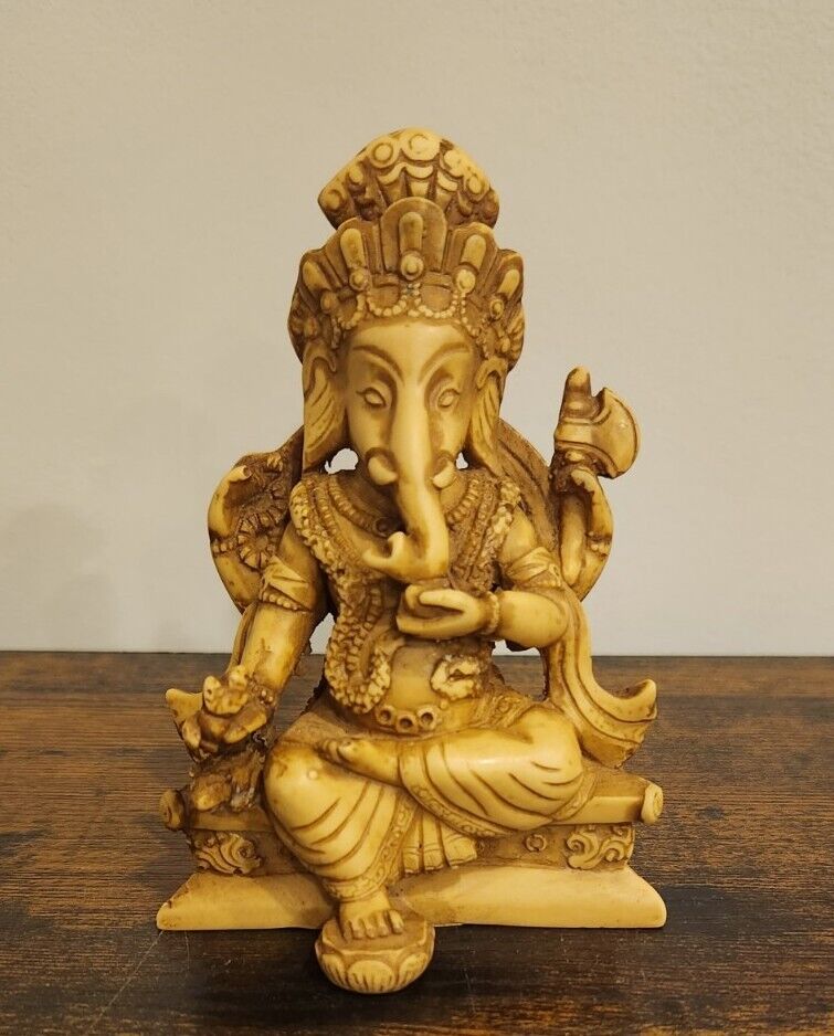 Ganesha Statue - 4.5" Figurine Made w/ Cold Cast Resin