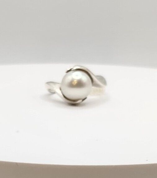 Certified Natural Freshwater Pearl Ring - Silver Setting Size 6.5