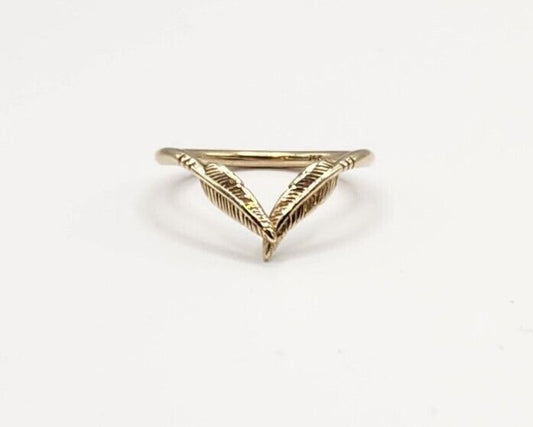 Feather Tracer Ring "Fala" 14K Yellow Gold Size 6.5