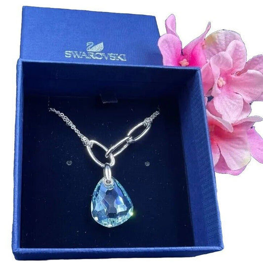 Swarovski Paralelle Light Azore Pendant Necklace. Brilliant Blue Color. Orig Box