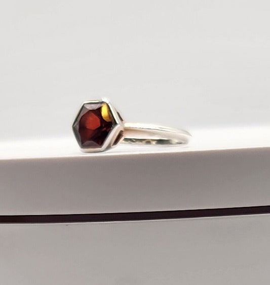 Hexagon Garnet Ring in 14K Vermeil by Shane Co.