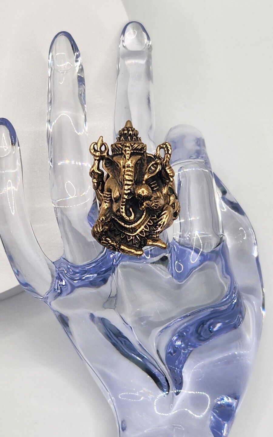 Brass Ganesha Ring & Earrings (Comes In Beautiful Handpainted Jewelry Box)