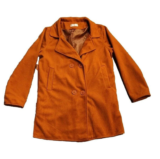 Women's Vintage Wool Coat. Burnt Orange. Mid Length. Fully Lined. Sz 4-6/M.