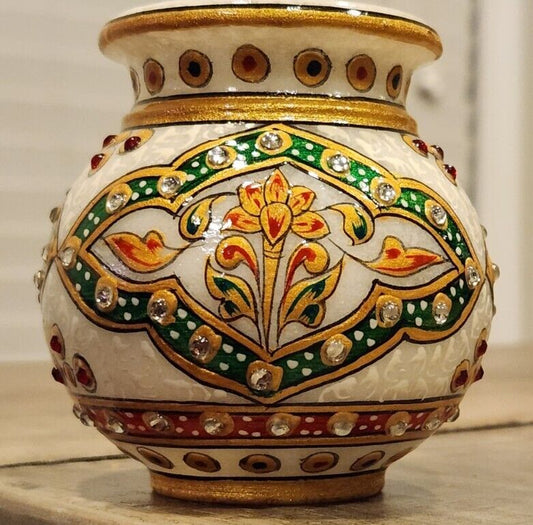 Marble Vase From India With Design. 3" Height.